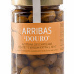 Arribas Do Douro Drylowane zielone oliwki w oliwie z oliwek z pierwszego tłoczenia i czosnku, 250g